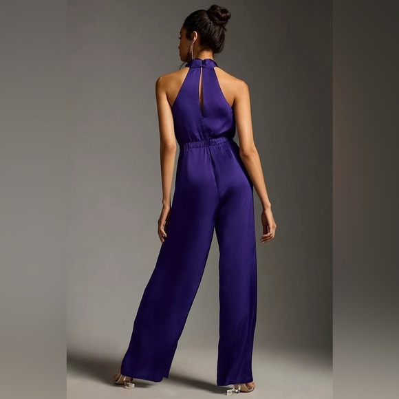 NWT Anthropologie Dolan Halter Neck Purple Jumpsuit Large - Picture 5 of 5